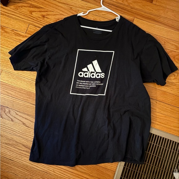 Adidas Men's Black Tee with White Logo - Picture 2 of 4